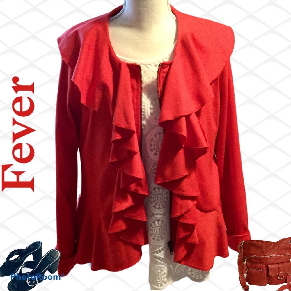 Fever Redish Orange Ruffle Jacket - Picture 5 of 6